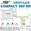 Ventilus Compact 250 HR entalpiás szellőző gép méretek